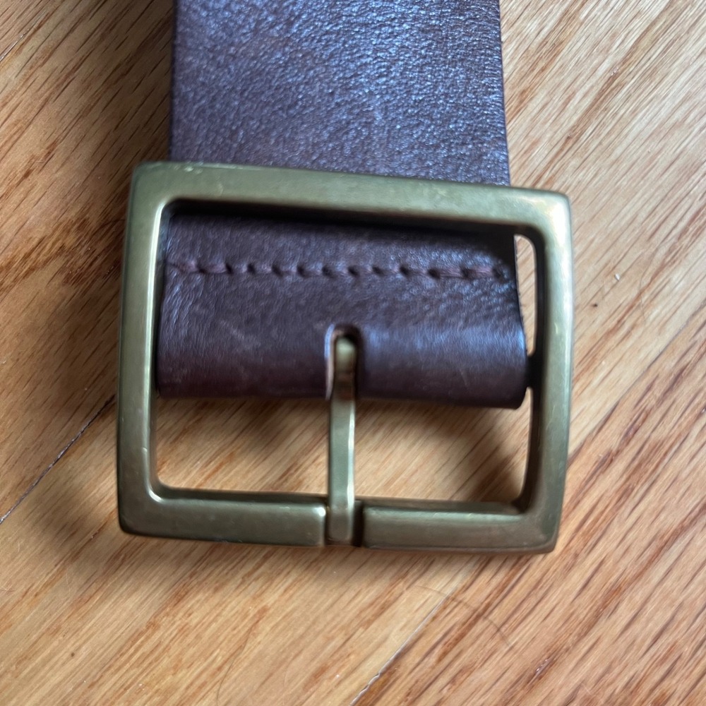 Banana Republic Brown Leather Belt L Brass Grommet Wide Boho Y2K Indie Sleaze - Picture 2 of 7